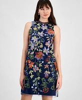 Anne Klein Women's Floral-Embroidered Tulle Shift Dress