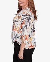 Alfred Dunner Plus Classic Watercolor Floral Crew Neck Top