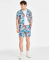 Original Penguin Men's Slim-Fit Tropical-Print Button-Down Camp Shirt