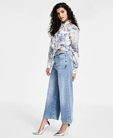 Guess Women's Bellflower Cropped Wide-Leg Jeans