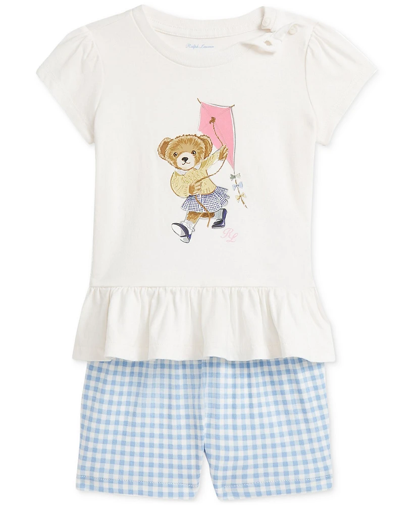 Polo Ralph Lauren Baby Bear Tee & Gingham Short Set