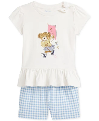 Polo Ralph Lauren Baby Bear Tee & Gingham Short Set