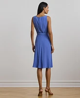 Lauren Ralph Women's Belted Crepe Sleeveless Dress