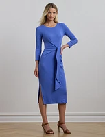 Lauren Ralph Lauren Women's Tie-Front Cotton-Blend Crewneck Dress