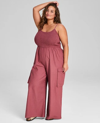 And Now This Trendy Plus Smocked Jumpsuit, Created for Macy's