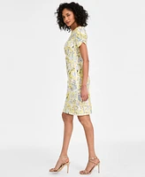 Karl Lagerfeld Paris Women's Printed Ruched-Sleeve Dress