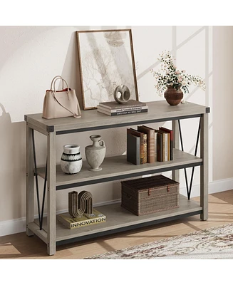 gaomon Farmhouse Entryway Table,47 Inch Narrow Long Console Table with Storage, 3 Tier Wood Console Table for Living Room