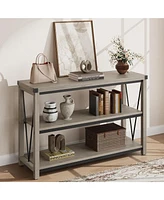 gaomon Farmhouse Entryway Table,47 Inch Narrow Long Console Table with Storage, 3 Tier Wood Console Table for Living Room