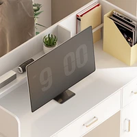 Computer Desk with Drawers, White Office Desk with Storage Cabinet, Study Writing Table for Home Office, Bedroom