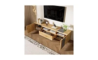 Slickblue Modern Tv Stand with 3 Cabinets and Drawer for Stylish Living Room Storage and Organization