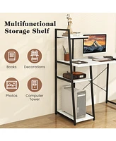 Gouun Compact Computer Desk Workstation with 4 Tier Shelves for Home and Office
