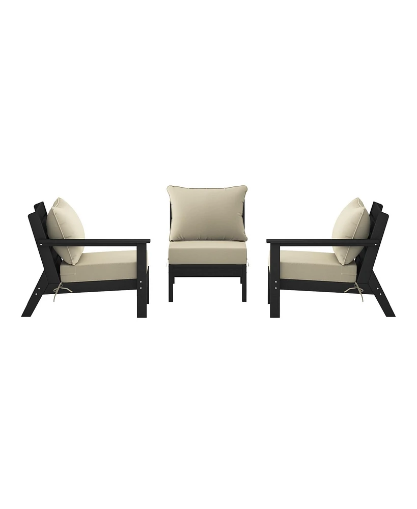 Outdoor Patio Hdpe Black Sectional Sofa with Cushions