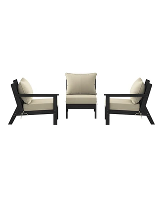 Outdoor Patio Hdpe Black Sectional Sofa with Cushions