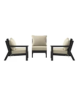 Outdoor Patio Hdpe Black Sectional Sofa with Cushions