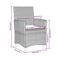 Patio Chairs with Cushions 2 pcs Gray Poly Rattan&Solid Wood