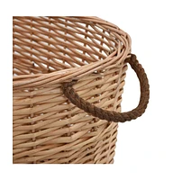 Firewood Basket with Carrying Handles 22.8"x16.5"x11.4" Natural Willow