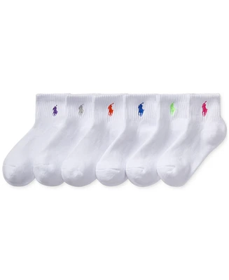 Polo Ralph Lauren Little & Big Girls Sport Quarter Socks, 6-Pack