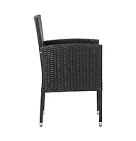 Patio Chairs with Black Cushions 4 pcs Black Poly Rattan