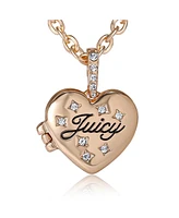 Juicy Couture Gold-Tone Crystal Heart Locket Pendant Necklace