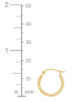 Polished Ribbed Textured Small Hoop Earrings in 10k Gold, 15mm