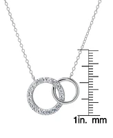 Macy's Lab Grown White Sapphire (1/4 ct. t.w.) Double Circle Pendant 18" Necklace in Sterling Silver