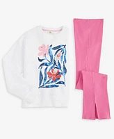 Epic Threads Girls Sequined Floral Sweatshirt Rib Flare Leg Leggings Exclusively At Macys