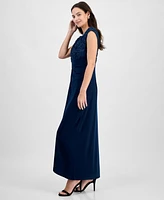 Connected Soutache Faux-Wrap Gown