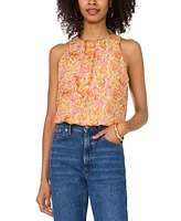 Vince Camuto Women's Floral-Print Pleat-Neck Sleeveless Top