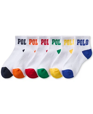 Polo Ralph Lauren Little & Big Boys Solid Quarter Crew Socks, 6-Pack