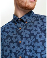 Ben Sherman Men's Floral Print Button-Down Short Sleeve Shirt