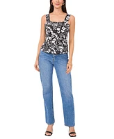 Vince Camuto Women's Printed Square Neck Sleeveless Top