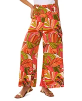 Vince Camuto Women's Printed Smocked Waist Wide-Leg Pants