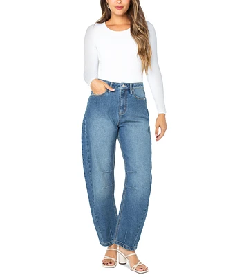 Celebrity Pink Juniors' High-Rise Barrel-Leg Jeans