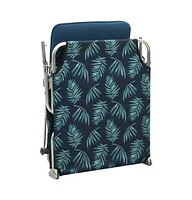 Folding Sun Lounger with Canopy Leaf Print Aluminum