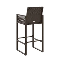 Patio Bar Stools 2 pcs Brown Poly Rattan