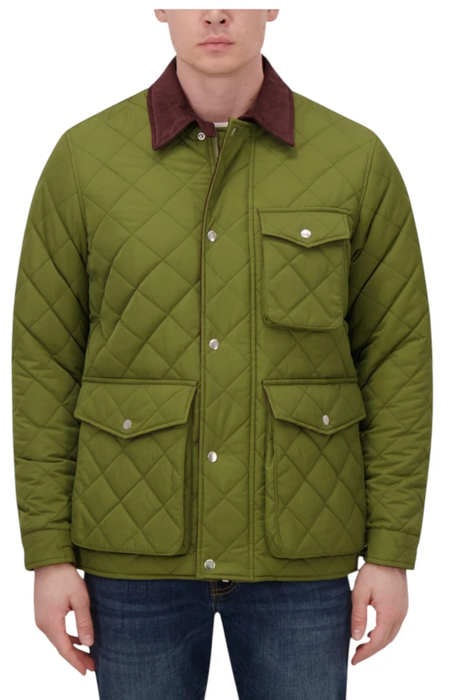 Robert Graham Men's Diamond Quilted Utility Jacket With Coduroy Collar