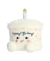 Aurora Medium Party Sized Happy B'Day Cake Palm Pals Adorable Plush Toy White 11"