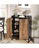 Tribesigns Shoe Cabinet with Doors, 5 Tiers Storage for Entryway, 25 Pairs Wooden Cabinets, Modern Organizer Living