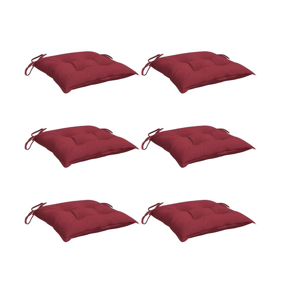 vidaXL Chair Cushions 6 pcs Wine Red 15.7"x15.7"x2.8" Oxford Fabric