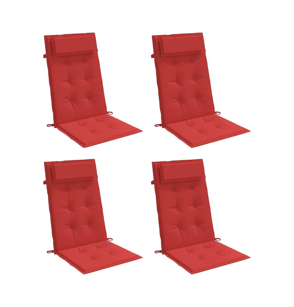 vidaXL Highback Chair Cushions 4 pcs Red Oxford Fabric