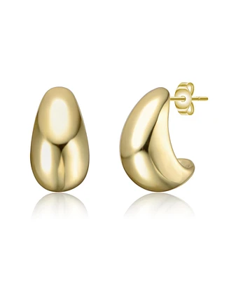 Sleek Teardrop Shapped Stud Earrings White Gold Plated or 14K
