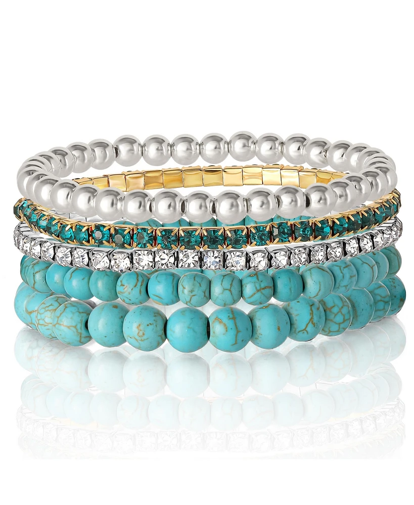 Jessica Simpson Crystal Stretch Bracelet - 5 Piece Set