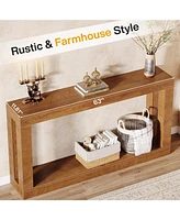 Tribesigns Farmhouse Console Table, 63 Inch Entryway Console Table With Storage, Narrow Wood Accent Table For Hallway, Behind The Couch, Living Room,