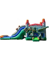 Xjump T-Rex Dinosaur Inflatable Water Slide Bounce House Combo with Splash Pool (with Air Blower), Commercial Grade, 100% Pvc Vinyl, for Kids and Adul