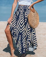 Cupshe Women's Abstract Smocked Waist Midi Skirt