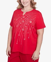 Alfred Dunner Plus Dazzling Shooting Stars with Beaded Split Neck