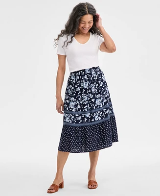 Style & Co Petite Pull-On Printed Tiered Skirt, Exclusively at Macy's