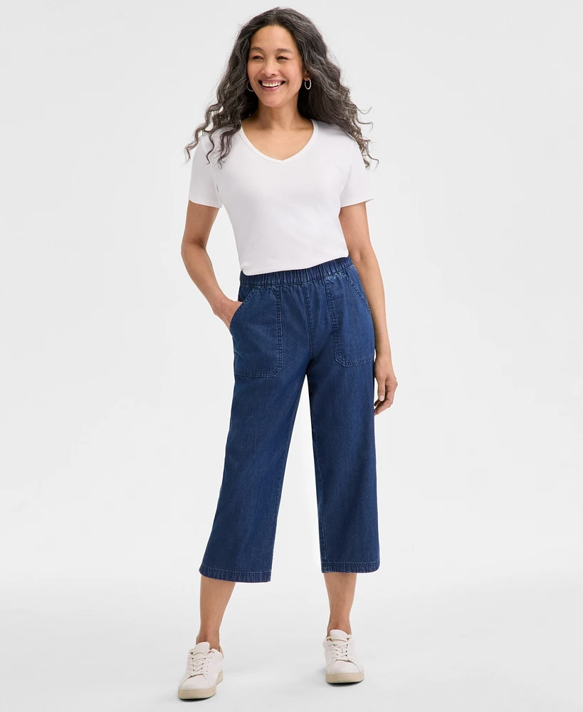 Style & Co Women's Chambray Pull-On Capri Pants, Exclusively at Macy's