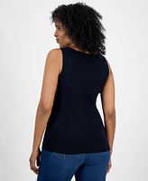 Style & Co Women's Cotton Scalloped V-Neck Sleeveless Top, Exclusively at Macy's