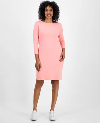 Style & Co Women's Cotton 3/4-Sleeve Boat-Neck Dress, Exclusively at Macy's